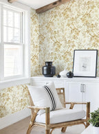 Erfoni 16.9" x394" Yellow Brown Floral Peel and Stick Wallpaper Boho Floral - Image 7
