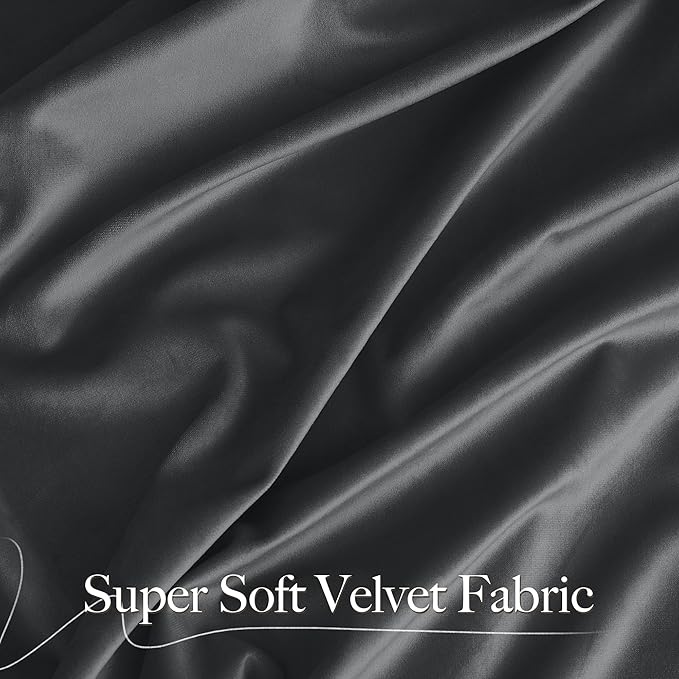 NICETOWN Grey Luxury Velvet Curtain Panels, Home Decoration Window Treatment - Image 2