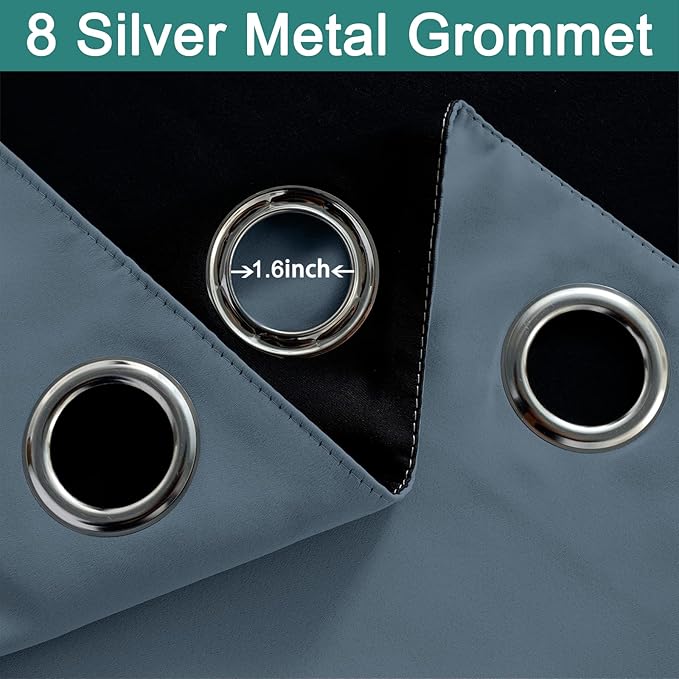 Yakamok 100% Blackout Lined Panels, Room Darkening Thermal Insulated Blackout - Image 6