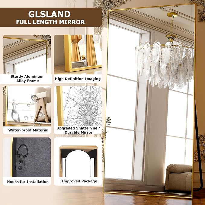 GLSLAND-38 x 77" Rectangular Full Length Mirror - Image 3
