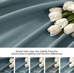 MIULEE Greyish Blue Back Tab Blackout Curtains 90 Inches Long 2 Panels Set - Image 8