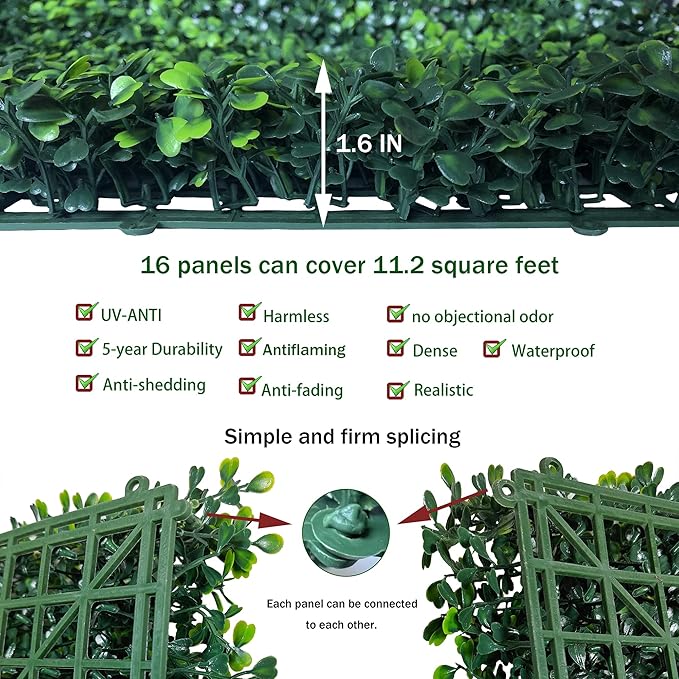 ODTORY Artificial Grass Wall Panel Backdrop, 10 X 10 in 16P UV-Anti Greenery - Image 3