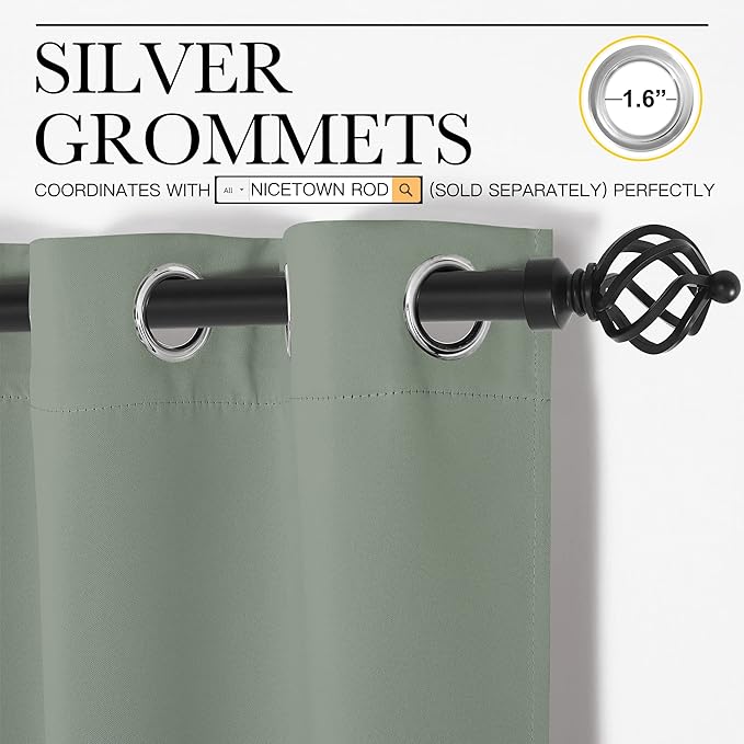 NICETOWN Bedroom Curtain Panels Blackout Draperies, 1 Pair, 29 by 40 inches - Image 3