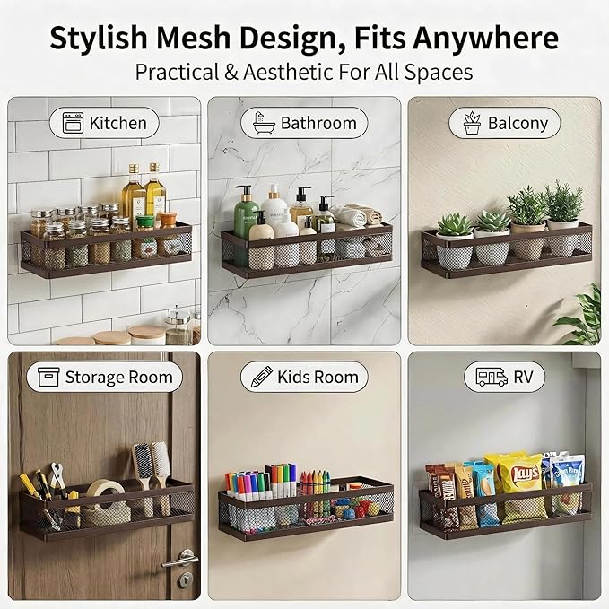 PUSDON 16.5-Inch Extra Long Slim Mesh Shower Caddy, Wall Mounted Bathroom - Image 4