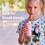 12 oz Water Tumbler with Straw Double Wall Insulated Coffee Tumbler with Leak Proof Lid, Sweat-Free (Glitter Black/Glitter RoseGold)