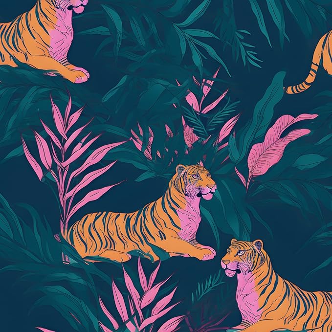 BOKEBEVE Tropical Contact Paper Tiger Wallpaper Peel and Stick Vintage Animal by BOKEBEVE