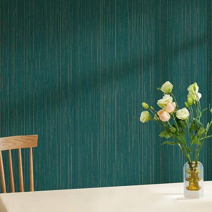 Teal Grasscloth Peel and Stick Wallpaper Texture Contact Paper A Set of 15.7" X - Image 4
