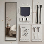 Simple Deluxe 47x14 Full Length Mirror Over The Door, Wall Mounted Full Body - Image 2