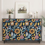 Blue Boho Wallpaper Peel and Stick, Vintage Floral Contact Paper 17.5" x 118" - Image 3
