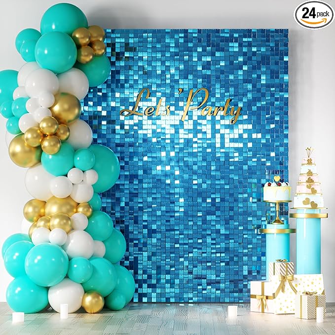 COKAOBE Turquoise Blue Shimmer Wall Backdrop, Photo Backdrops by COKAOBE