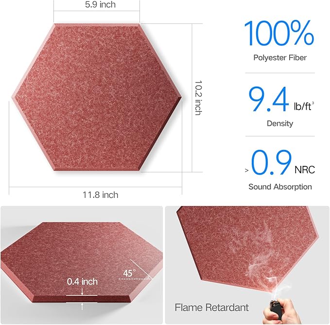 16 Pack Self-Adhesive Acoustic Panels 12" X 10" X 0.4" - Image 3