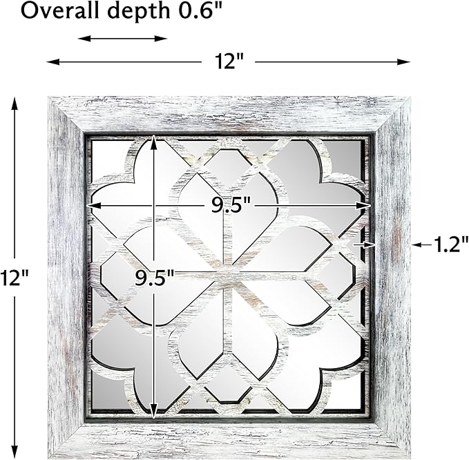 Boho Wall Mirror Decor, Square Shatterproof Vintage Style Mirrors - Image 4