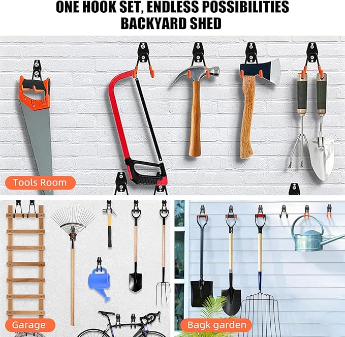 6-Pack Small Square Heavy Duty Garage Hooks, Utility Room Storage - Image 2