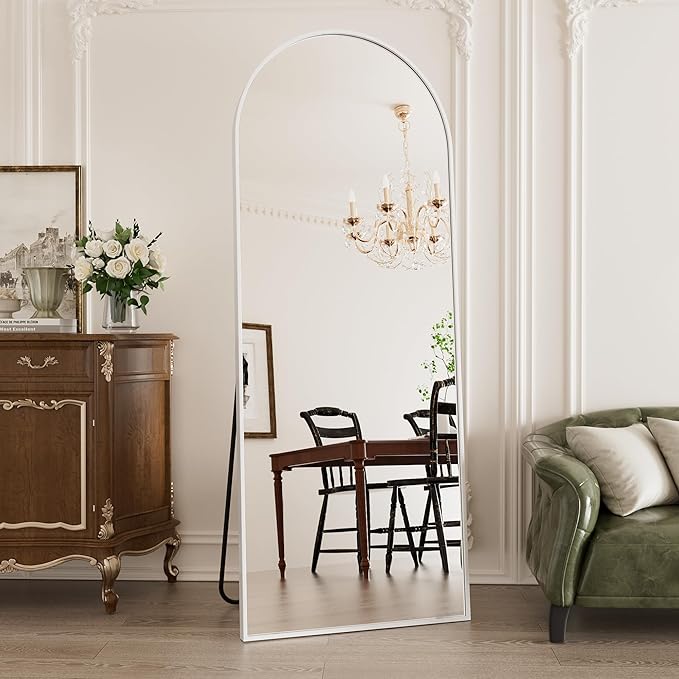 Rowjut Floor Mirror Arched Full Length Mirrors, Living Room, Aluminum Frame - Image 2