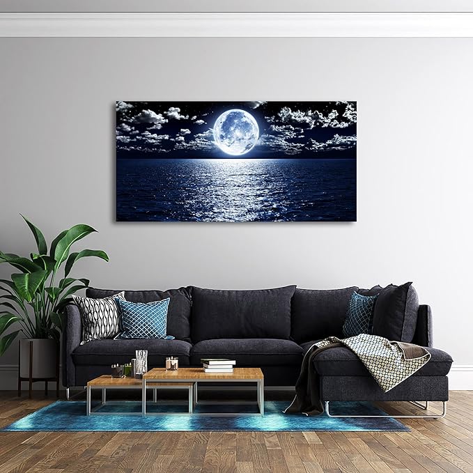 Cao Gen Decor Art S06950 Wall Art Canvas Prints Moon Sea Ocean Landscape 1 - Image 6