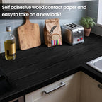 COSNIGHT Black Peel and Stick Wallpaper, Wood Grain Contact Paper Self Adhesive - Image 4