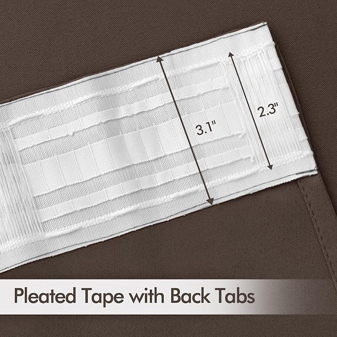 MIULEE Chocolate Brown Back Tab Blackout Curtains 72 Inches Long 2 Panels Set - Image 4