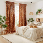 NICETOWN Burnt Orange Velvet Curtains 96" Long - Image 2