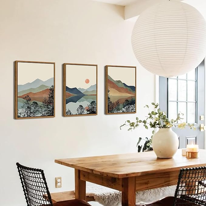 AKWISH Mountain Canvas Wall Art Set of 3, Boho Watercolor Poster Prints - Image 6