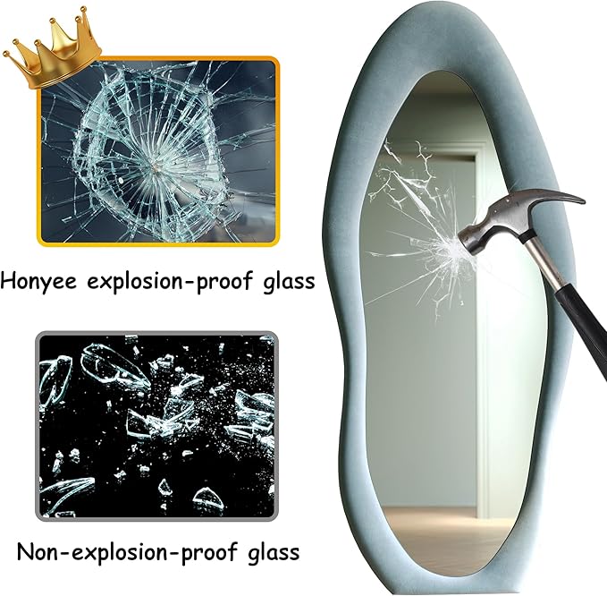 Honyee Full Length Mirror, Flannel Wrapped Wooden Frame Full Body Mirror - Image 6