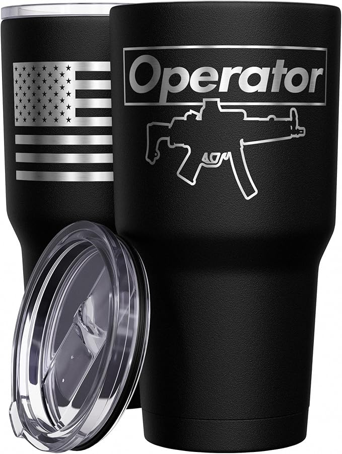 We The People Holsters - Supreme Operator - Coffee Tumbler - American Flag Coffee Travel Mug - Engraved Tumbler - Double Insulated Tumbler - 30 oz