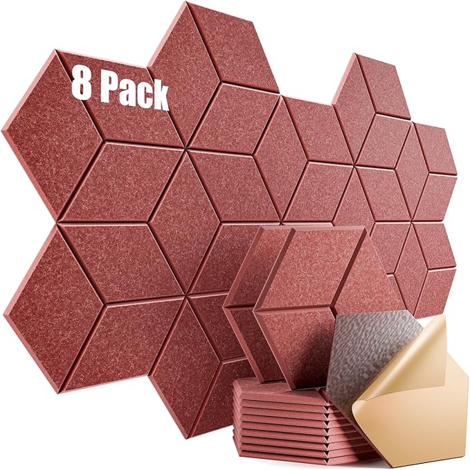 8 Pack Self-Adhesive Acoustic Panels 12" X 10" X 0.4" by Dailycooper