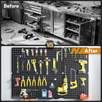 Peg Board, 6 Pack Black Peg Board Panels, 50lbs Load Capacity Each, Pegboard - Image 7