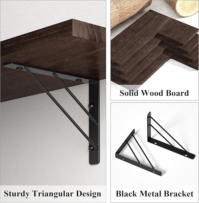 Love-KANKEI Corner Shelf Wall Mounted Set of 4, Floating Wall Shelves - Image 6