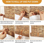 DoubleFill 2 Pcs Bamboo Shades Outdoor Reed Roll up Blinds 60 W x 72 H Blackout - Image 3