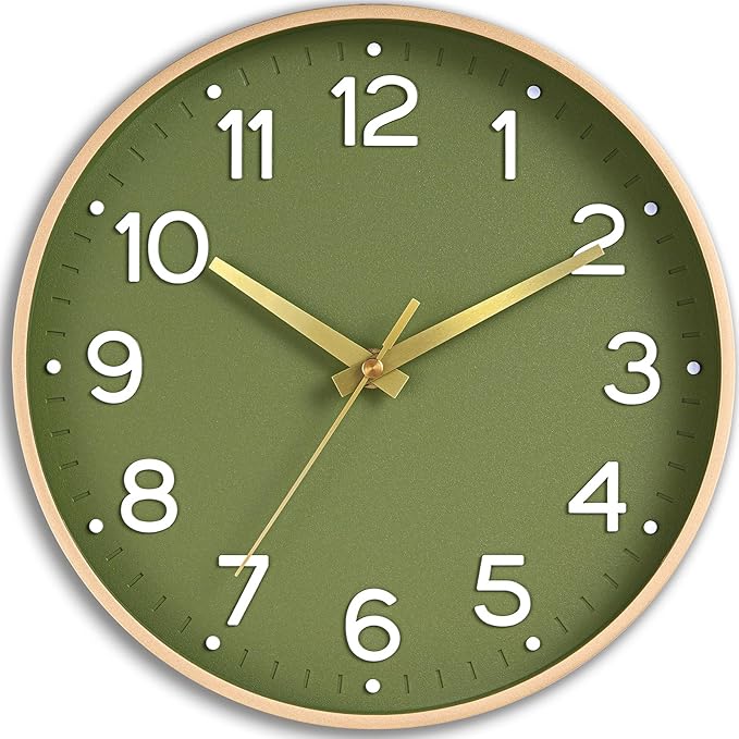 Roymnie Wall Clock 14 Inch Silent Green Wall Clocks Battery Operated- Modern by Unknown