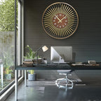 24 Inch Mid-Century Modern Wall Clock, Round Frame Metal Design - Image 3