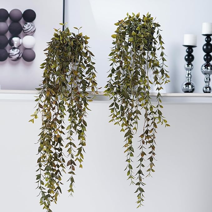 Artificial Hanging Plant 2 Pcs Faux Plant Ivy Vine Faux Eucalyptus Vines Fake - Image 8