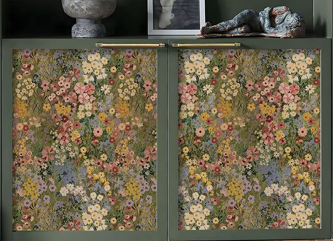 Floral Wallpaper Peel and Stick Boho Wall Paper Removable Waterproof Green - Image 4
