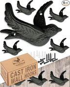 Flying Bird Cast Iron Hooks Non Rusting Interior or Exterior Decorative Wall by MyFancyFarmhouse