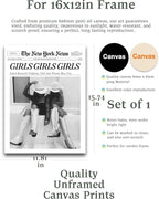 iHery Unframed Trendy Coastal Cowgirl NewsPaper Wall Art Prints, 12x16in Black - Image 2