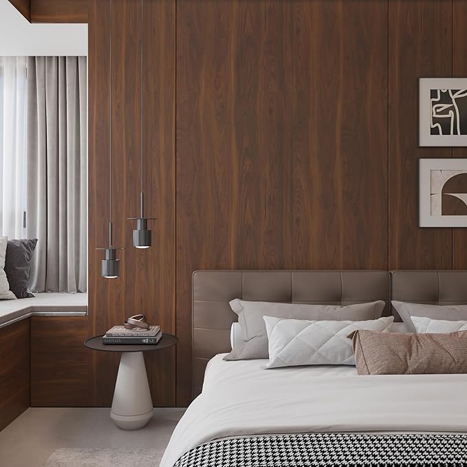 BOMENG Walnut Wood Contact Paper 16x354 inch Dark Brown Wood Wallpaper Peel and - Image 8