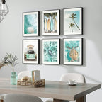 Framed Coastal Beach Wall Art for Living Room, Teal Green Summer Seascape - Image 3