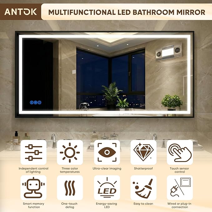 Antok 55X30 LED Bathroom Mirror - Image 6