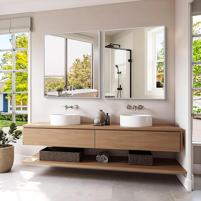 KOCUUY Silver Framed Mirror, HD Tempered Glass, Anti-Rust Frame, Modern Design - Image 9