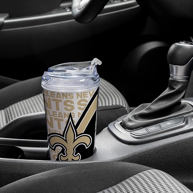 NFL Football 24oz Acrylic Tumbler with Hinged Lid, Officially Licensed Double Wall Tumbler for NFL Fans