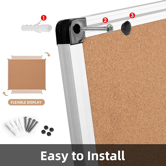 Extra Large Cork Bulletin Board 48" X 48", Wall Mounted Notice Pin Board - Image 7