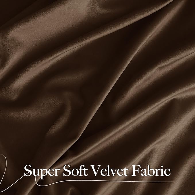 NICETOWN Brown Velvet Room Darkening Curtains 90 inches Long, Home Decor Light - Image 5