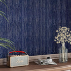 CRE8TIVE Dark Blue Grasscloth Peel and Stick Wallpaper Textured Blue Contact - Image 6