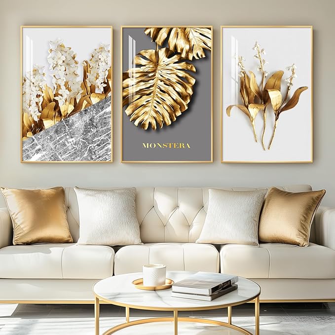 Framed Modern Luxury Large Gold Wall Art by Cuspin