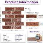 3D Peel and Stick Faux Brick Wall Panels 11.8" x 11.8" 10-Pack Red Orange - Image 3