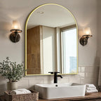 Vanity Bathroom Mirror for Wall, Arched Metal Frame for Bedroom, Living Room by LawadaMirror