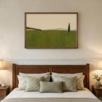 Vintage Framed Green Abstract Landscape Wall Art, Modern Sage Green Canvas - Image 3