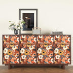 BOKEBEVE Orange Wallpaper Peel and Stick Retro Floral Contact Paper Self - Image 5