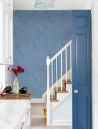 Erfoni 197"x17.7" Grey Blue Peel and Stick Wallpaper Thicken Floral Embossed - Image 3