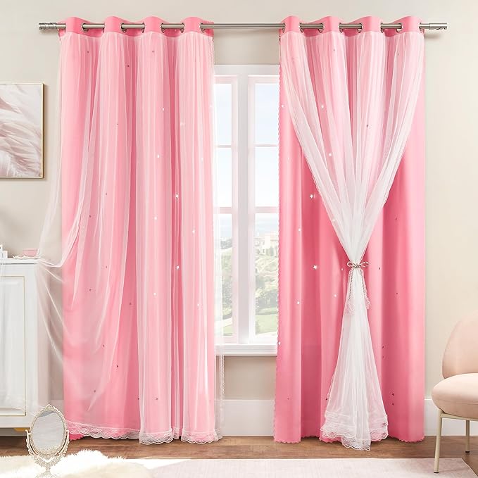 XiDi Curtains for Bedroom Decor Pink52/84/1 by Addsomecolortolife